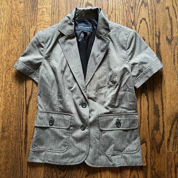 Banana Republic Women's Gray Short Sleeve Blazer Suit Coat - 2 - Picture 3 of 13
